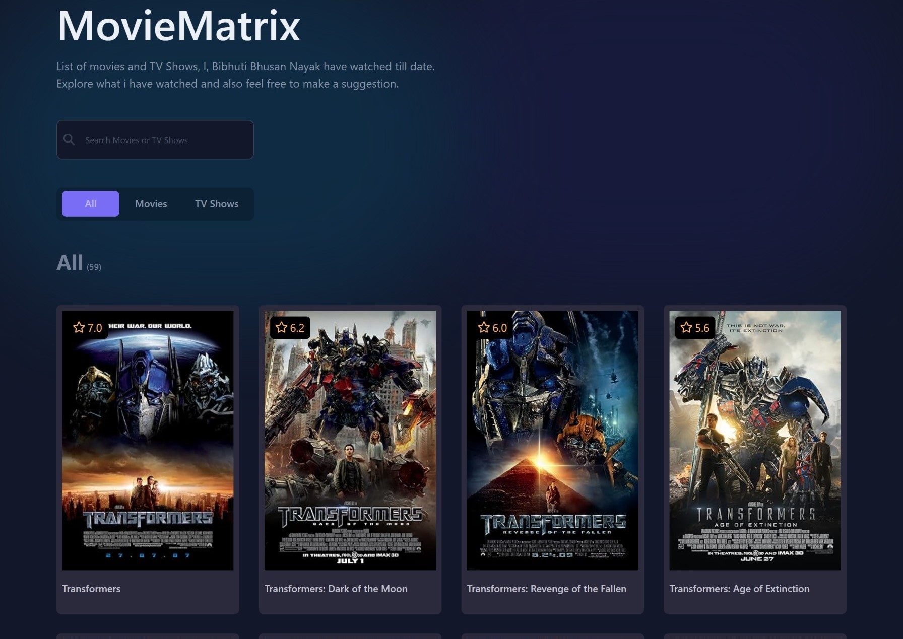 Movie Matrix Website