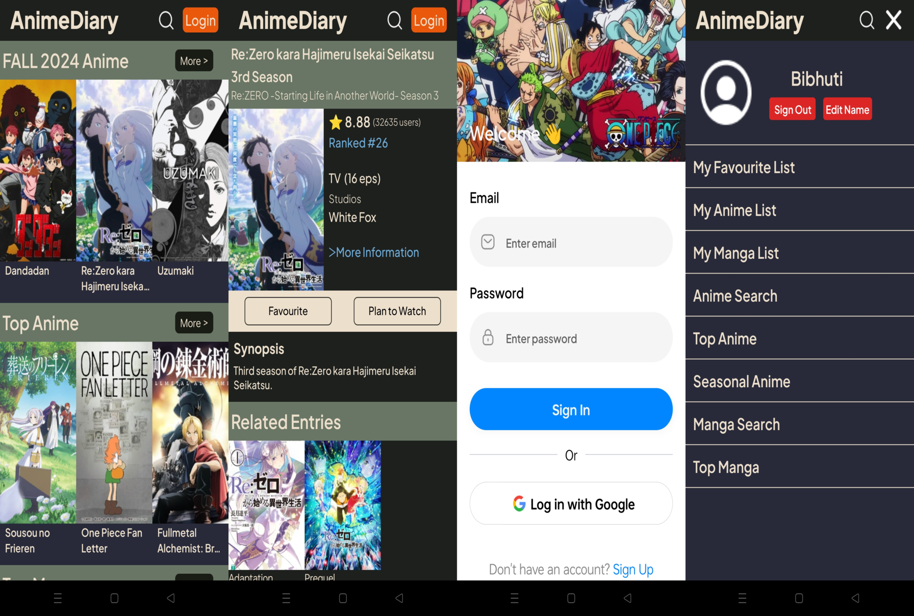 AnimeDiary - Mobile Application